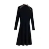 Basic & Casual Dresses designer M New Early Autumn Shopping Mall Same French Dress Temperament High end Women's Long Sleeve Knitted Small Black Children