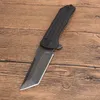 Ny ankomst R2102K Flipper Folding Knife 8Cr13Mov Black Stone Wash Satered Blade Aluminium/Rostfritt stål Handtagande kulager utomhus EDC Pocket Knives