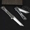 Ny ankomst H1691 Flipper Folding Knife D2 Titanium Coating Tanto Blade Kolfiber/ rostfritt stålhandtag utomhus camping vandring EDC Pocket Knives