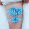 ウェディングガーターブラック刺繍花柄セクシーガーター女性/女性/花嫁太ももリングブライダルレースレッグリングループ