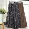 Skirts Spring and Autumn Arrival Solid Flower Ski A-line High Waist Ski Chiffon Mid length Ski Free Delivery 230410