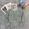 Vestes pour femmes Designer Début de l'automne Nouveau CH Nanyou Gaoding Xiaoxiangfeng Célébrité Tempérament Paillettes Couleur Mixte Soie Tissé Doux Tweed Manteau Court GTXO