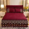 ベッドスカートプレミアム冬のクリスタルベルベット太い寝具枕カバーを除く大きなフランネルの寝具230410