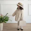 Coat Girls Fashion 2023 Autumn Winter Allmatch Kids Clothes Solid Lovely and Sweet Bowknot Casual Warm Wool Blends 231109