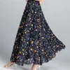 Saias Chiffon Flower Maxi Summing Skiing Skiing Longa Cantura Holiday Dance Skiing Elegant Beach Boho