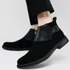 Para botas masculinas 2024 sapatos moda zíper masculino inverno redondo dedo do pé sólido rebanho de pelúcia quente curto barril de salto baixo romano nu 57817 's 51668' s 26904 's