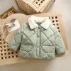 Manteau d'hiver pour enfants, vestes chaudes en coton, manteaux à col en fourrure de lapin, veste courte matelassée pour enfants, vêtements d'extérieur pour filles et garçons 231108