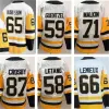 65 Erik Sson Hockey-Trikots 2023 Sidney Crosby Jersey 58 Kris Letang 59 Jake Guentzel 66 Lemieux Evgeni Malkin Schwarz Weiß Herren Ed Neuankömmling