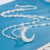 Kedjor Silver Color Shell Crescent Halsband för kvinnor utsökta vattenvågkedjan halsband födelsedagsfest smycken grossist