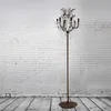 Vintage Style Crystal Floor Lamp Rust Red Color Stand Lamp with 6 Lights for Reading Room Hotel Living Room LD003