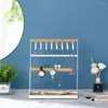 Jewelry Pouches Holder Two-layer Metal Rack Charm Watch Standers Ornaments Display Stand Earrings Shelf Decoration Packaging