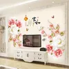 Väggklistermärken traditionell kinesisk stil blomma hem dekoration väggkonst dekal vinyl löstagbar klistermärke för vardagsrum TV bakpanel dekoration 230410