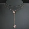 Necklace Earrings Set 2023 Luxury Princess Silver Color Bride Dubai For Wome Anniversary Gift Jewelry Drop J7940-rose Gold