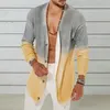 Men's Trench Coats Men Fall Spring Coat Single-breasted Gradient Mid Length Long Sleeve Knitted Waffle Texture Jacket Cardigan