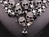 Parures de bijoux de mariage Ensembles de bijoux de crâne de cristal vintage Punk déclaration collier boucles d'oreilles rétro squelette gothique accessoires de fête d'Halloween pour les femmes 231109