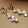 Boucles d'oreilles en forme de pétale pour femmes, perles baroques d'eau douce naturelles faites à la main, étoile-lune, or 14 carats, 10-11mm EAV