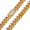 Hip Hop 6-14mm Width 18K Gold Plated Stainless Steel Iced Out Zircon Buckle Cuban Chain Necklace Miami Cuban Link Chain Necklace