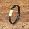 Charm-Armbänder, Vintage-Mode, Herren-Armband, handgewebtes Lederseil, magnetische Schnalle