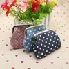 Women Girls Coin Purse Polk Dot Design Printed Wallet Lady Kids Small Purse Coin Pouch Bag Key Bag Hand Bag Metal Kiss Clips