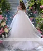 Vestido de noiva elegante 2023 Chiques de tule de tule de miçanga de pérolas de pérolas de pescoço vistosos de noiva Vestrides de Bride Bride Back Vestidos de Noiva Robe de Mariee