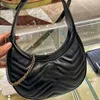 Fashion Designer Handbag Womens Mini Wavy Shoulder Bag Temperament leather crossbody Bag Solid color Black Underarm bag