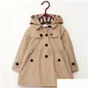 Tench Coats Bébé Kid Manteau Children039S Porter Fille Trench Veste Automne Princesse Solide Longueur Moyenne Simple Coupe-Vent Tissu Dhlvl