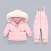 Kledingsets Kinderen Donsjas Jas Jumpsuit Kinderen Peuter Meisje Jongen Kleding Dons 2 stuks Winter Outfit Pak Warme Baby Overalls Kledingsets 231108