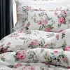 Sängkläder sätter amerikansk stil lyx prinsessa sängkläder blommor tryck spets ruffle duvet täcker säng kjol sängäcke kuddar