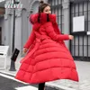 Femmes fourrure fausse V Es 2023 duvet coton doublure rembourrée Parkas 3XL mode col hiver veste femmes Long manteau à capuche 231110