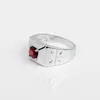 Ringos de cluster Garnet vermelho natural 925 Sterling Silver Men Ring de 6,0 mm Cross Mark de janeiro Birthstone Birthday Presente R510RGN