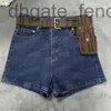 Damesshorts Designervrouwen mode denim broek met riem taille tas designer brief ladies short pant zomer jeans kleding tzq9