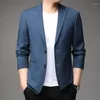 Mäns kostymer Mens Blazer Smart Casual Classic Blue Grey Single Breasted Suit Jackets 2023 Spring and Autumn Men Slim Fit Dress Coat