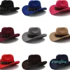 Wome Men czarny wełna Chapeu Western Cowboy Hat Gentleman Jazz Sombrero Hombre Cap Dad Cowgirl Hats Rozmiar