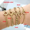 Link Bracelets QMHJE Stainless Steel Bracelet Anklet Women Men Anchor Clasp Beads Chain Sailor Wheel Geometric Basic DIY Gold Silver Color