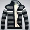 Men's Sweaters Winter Fleece Thicken Sweater Men Knitted Cashmere Stripe Mens Wool Cardigan Agasalho Masculino Size M -3XL