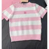 Women's Sweaters designer 2023 New Product Contrast Stripe Towel Material Short Sleeve Slim Fit Sweater High end Half Underlay YME8