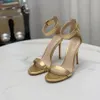 Gianvito Rossi ladies high heel sandals designer dress shoes fashion buckle 10.5 cm gold sexy luxury office career dinner bar formal wedding shoes 35-42 with box
