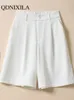 Shorts femininos de terno branco shorts femininos com cintura alta bolso short reto de verão feminino short solto shorts 230410 femininos 230410