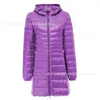 Kvinnors diken Winter Coat Women 80% White Duck Down Jacka Lady's Hooded Ultra Light Jackets Warm Long Parkas