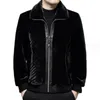 Autumn and Winter Faux Mink Fleece Trendy Top Fur Men's High End Coat Casual Middle Aged Youth Jacket Black Coats