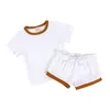 Ensembles de vêtements Vente en gros Histoires d'enfants d'été nés Garçons et filles T-shirt Shorts Ensemble 2 pièces Vêtements pour enfants Rib TopBloomer 230410