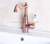 Bathroom Sink Faucets Antique Red Copper Vanity Faucet Single Ceramic Handles Brass And Cold Basin Mixer Tap Bnf133