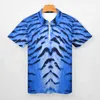 Polos pour hommes Tiger Skin Print Polos décontractés T-shirts à rayures bleues Hommes Chemise à manches courtes Design Daily Oversize Vêtements Cadeau d'anniversaire
