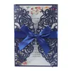 Greeting Cards 10pcs Glitter Paper Invitation Card With Ribbon Envelope Pocket For Wedding Marriage Birthday Baptism Quinceanera Party Supplies 231110