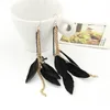Висячие серьги в богемном стиле с черными перьями и длинной кисточкой в этническом стиле для женщин, женские ювелирные изделия, подарок
