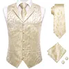 Mens Suits Blazers Hitie Beige Khaki Suit Vest Shawl Lapel Tuxedo Jacket Half Flat Collar Neck Tie Hanky ​​Cufflinks Wedding Prom 231110