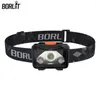 Headlamps BORUiT Portable Mini LED Headlamp 4 Modes Headlight Waterproof Outdoor Head Torch For Work Camping Running Fishing Warning Light