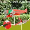 Decorazioni da giardino 3D Aereo Galleggiante Banderuola Unico Metallo Aereo Mulino a vento Alimentato a vento Scultura Aereo Spinner per tetto G2I5