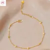 Anklets XT Jewelery Korea 24K Light Beads Gold Bean Anklet Women 916 Original Gold Plated 231102