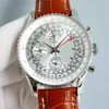Reloj para hombre Reloj 43 mm Sincronización Movimiento mecánico Moda Reloj de pulsera Correa de cuero Impermeable Montre De Luxe
